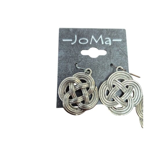 JoMa Womens Celtic Knot Pattern Earrings Silver Tone Made In USA - Picture 1 of 3